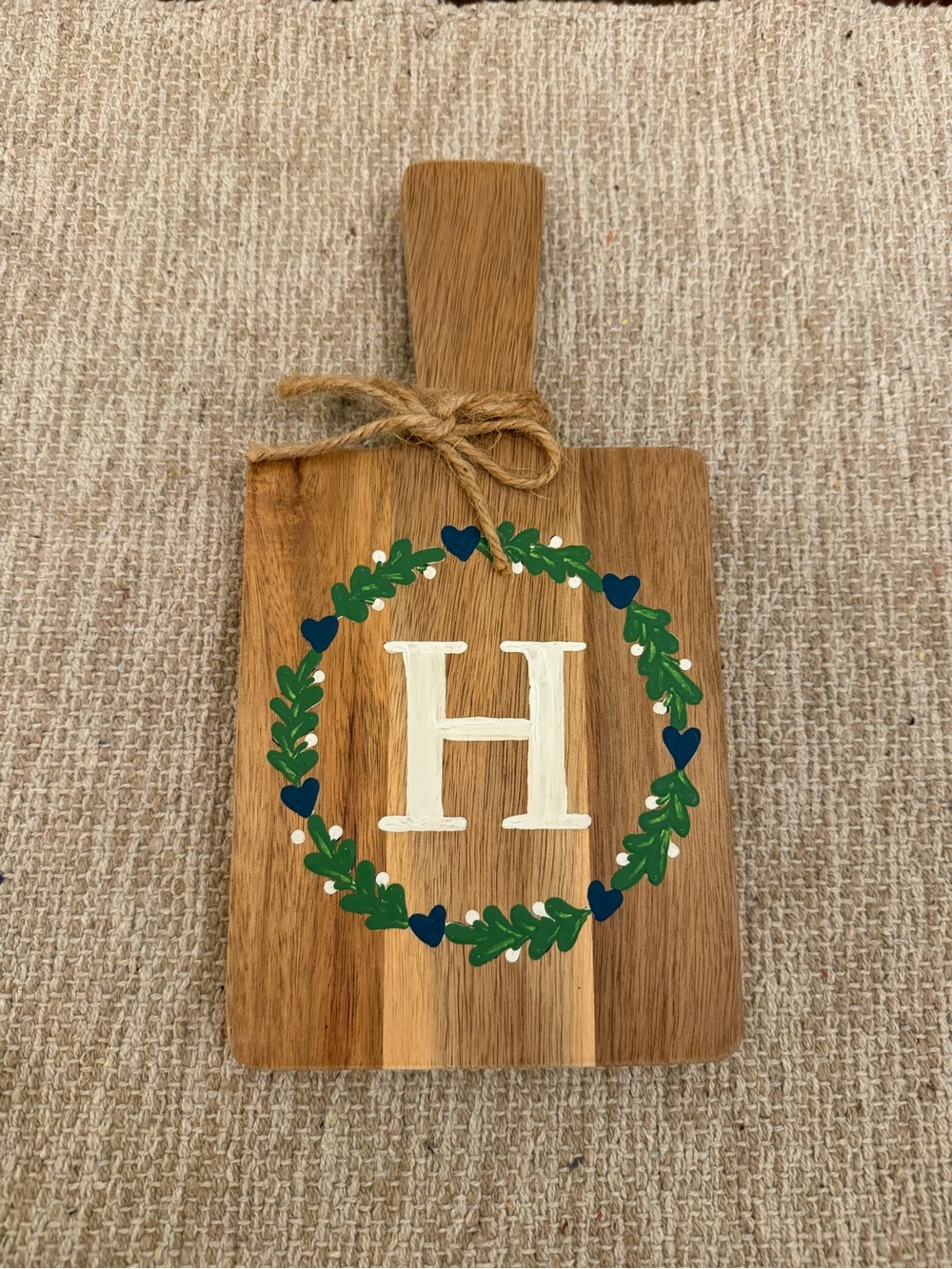 Personalized Initial ‘H’ Hand Painted Decorative Cutting Board